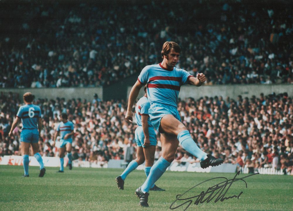 Lot 377: Geoff Hurst signed 16x12 inch colour photo pictured...