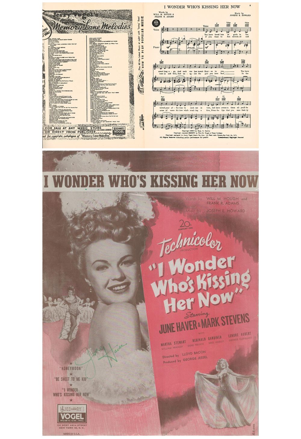Lot 382: June Haver signed 'I wonder Who's Kissing Her...