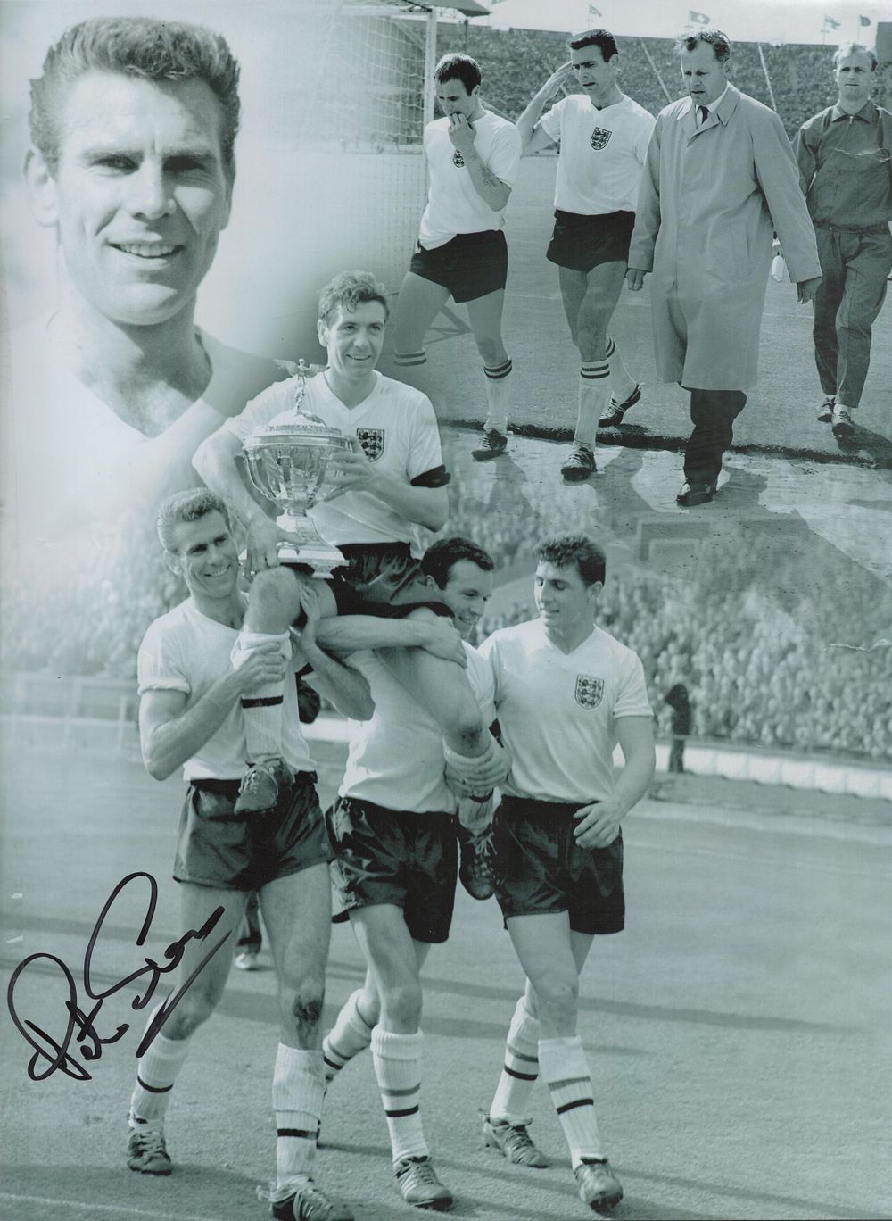 Lot 397: Peter Swan signed England Legend Montage 16x12 Inch...
