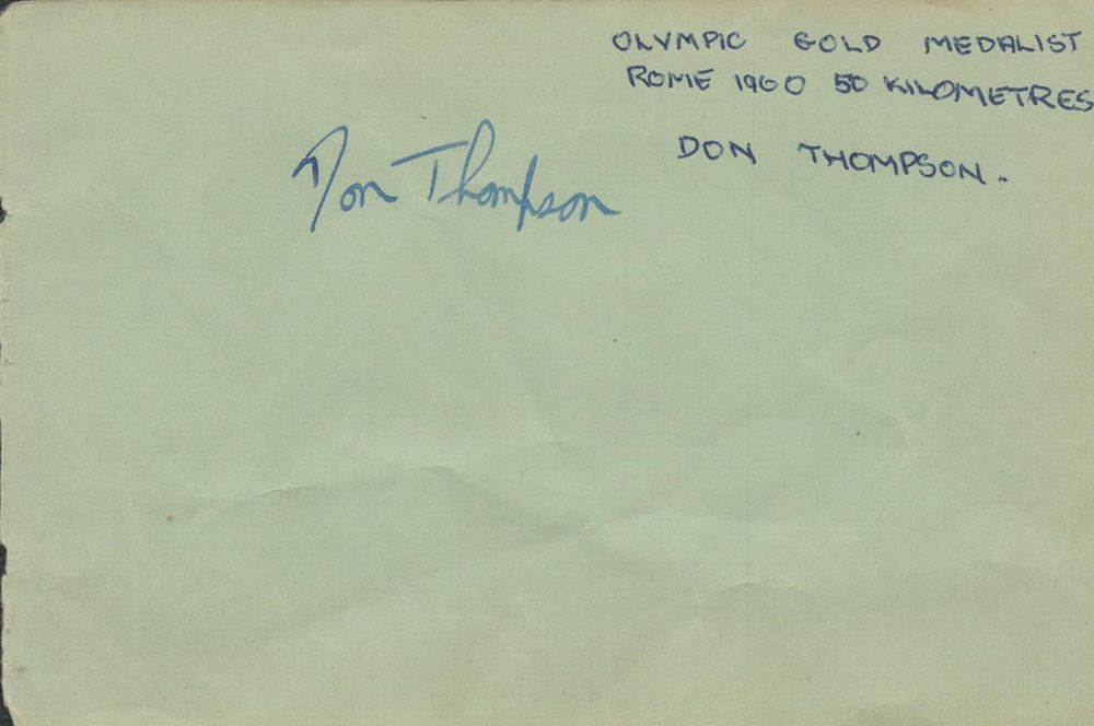 Lot 430: Don Thompson 1960 Olympic Legend signed 6x4 album...