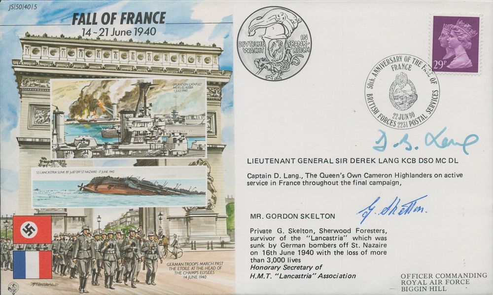Lot 442: Lt Gen D Lang DSO MC, Lancastria survivor...