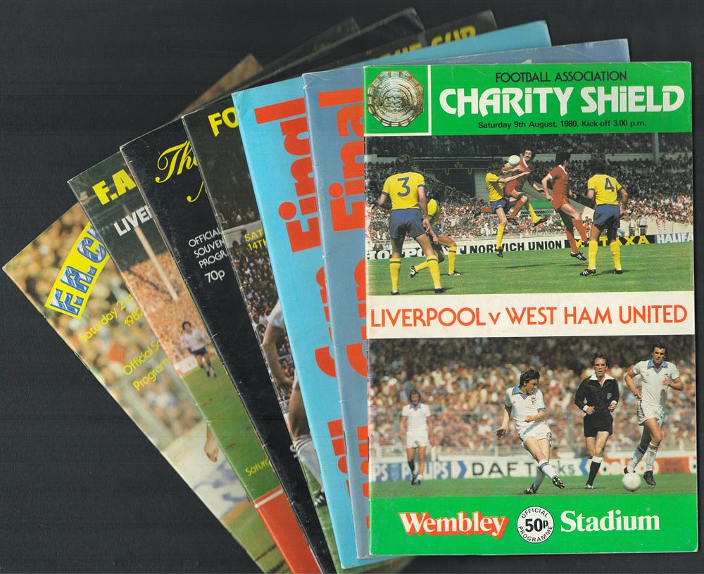 Lot 454: Liverpool collection of 7 Football programmes FA Charity...