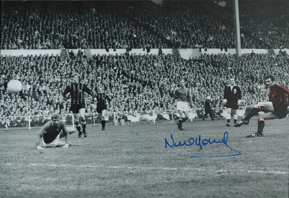 Lot 479: Neil Young signed 12x8 inch colourised photo pictured...