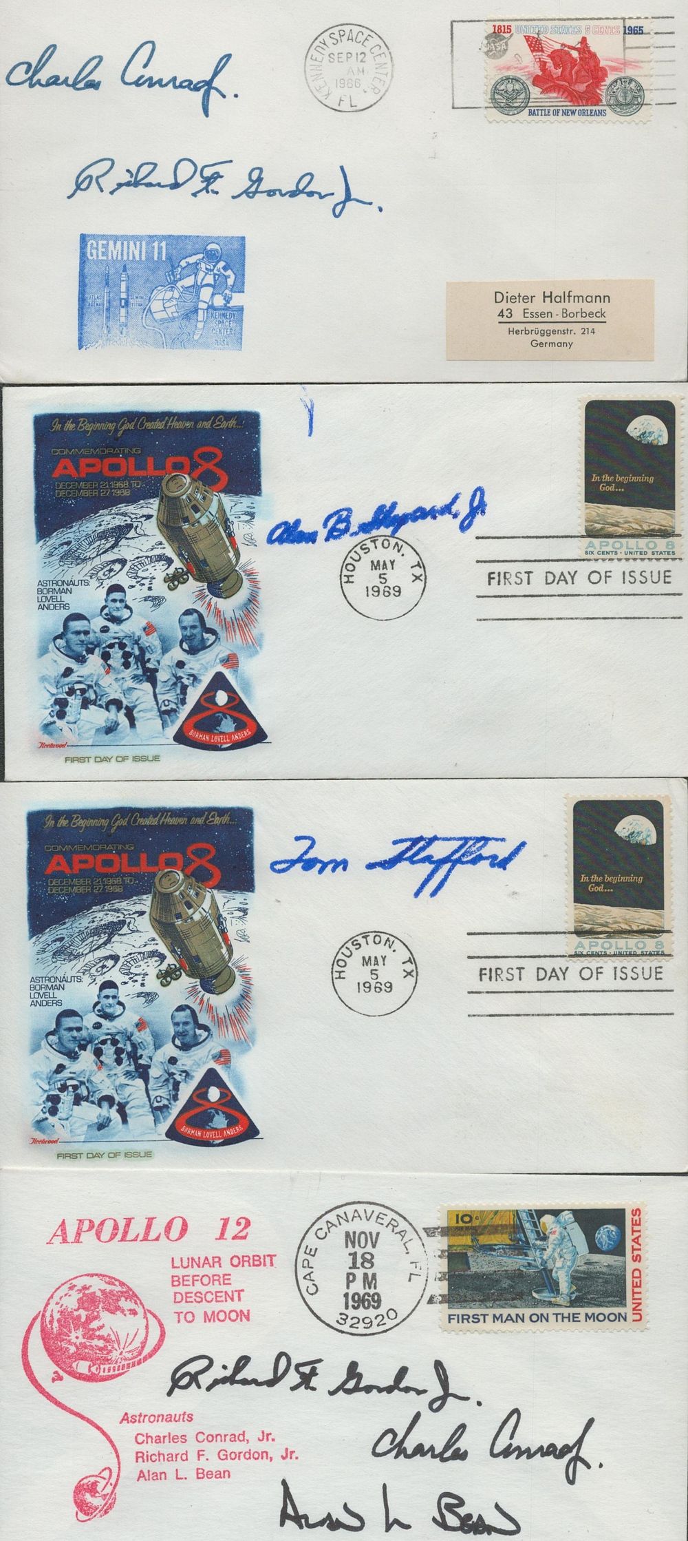 Lot 480: 4 x Space Exploration Signed FDC with Stamps...