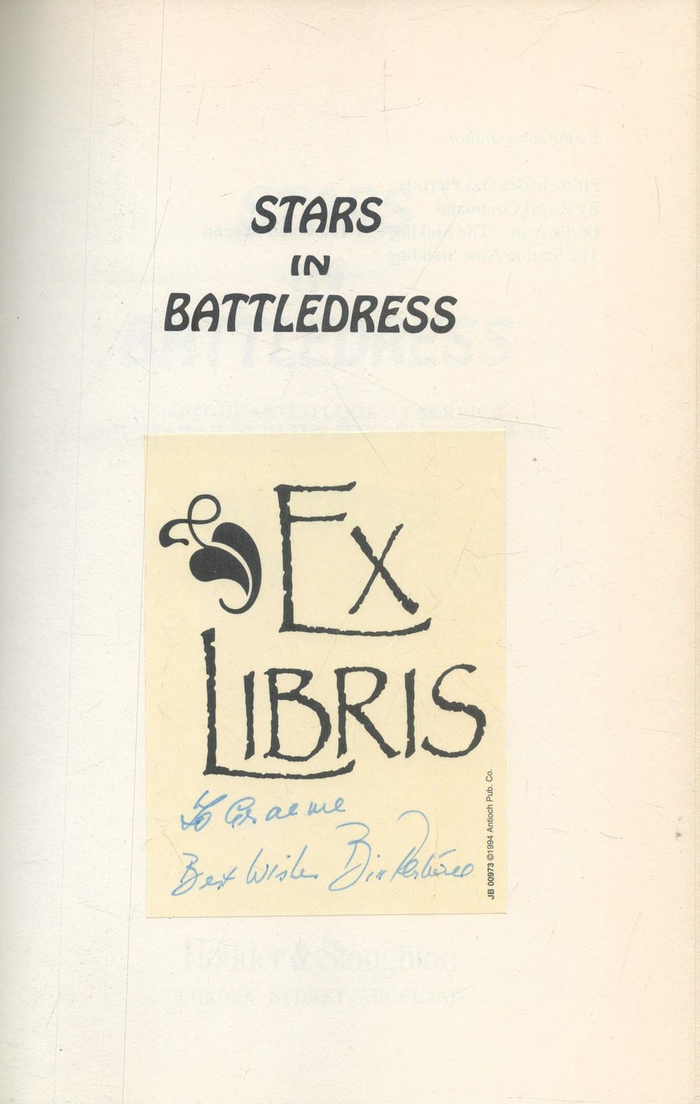 Lot 378: Bill Pertwee Signed Book Stars in Battledress by...