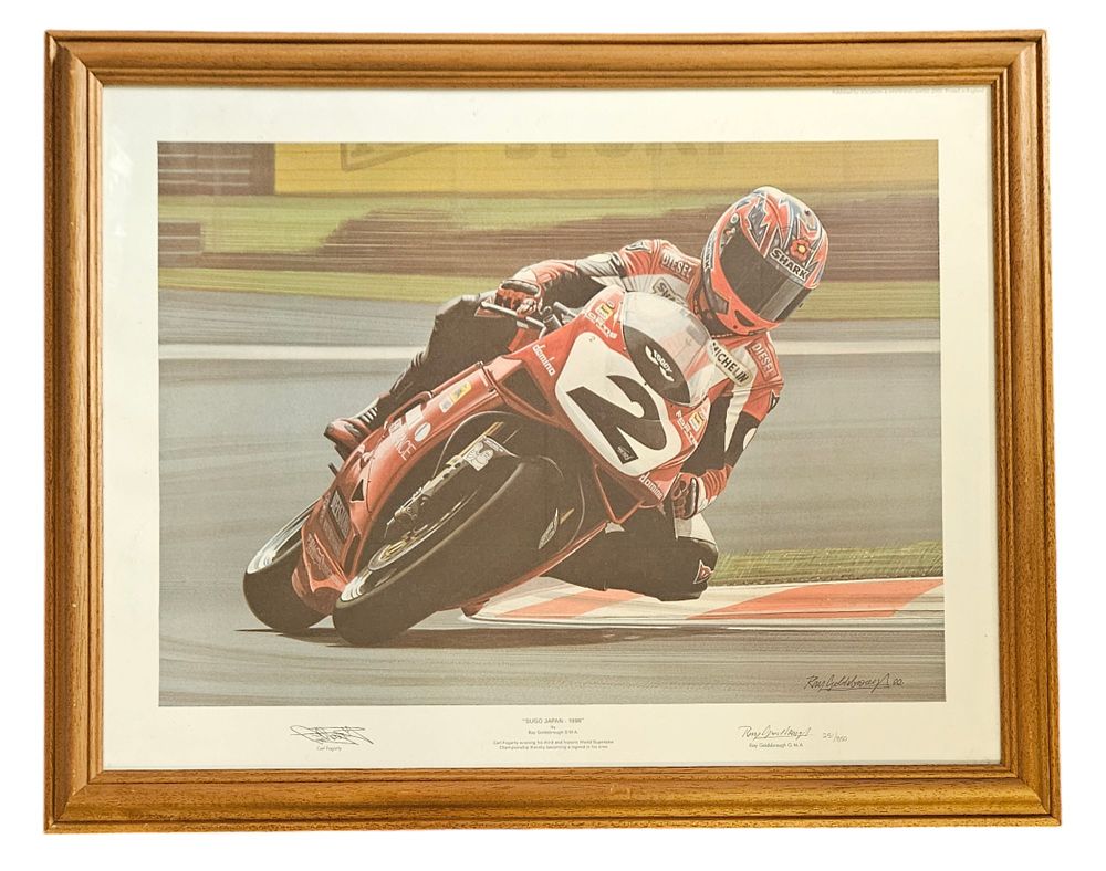 Lot 63: Carl Fogarty signed colour print "Sugo Japan -...
