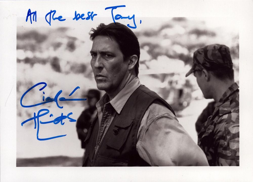 Lot 144: Ciaran Hinds signed 7x5 inch black and white...