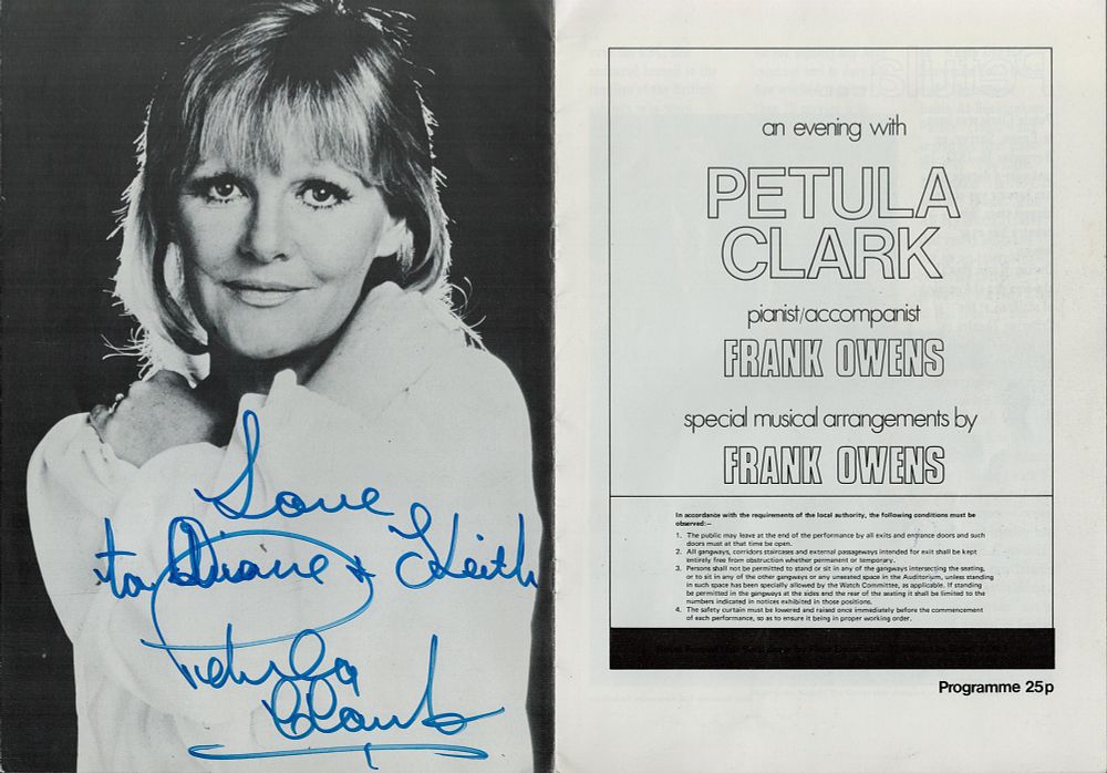 Lot 475: Petula Clark signed programme. Signed on inside page....