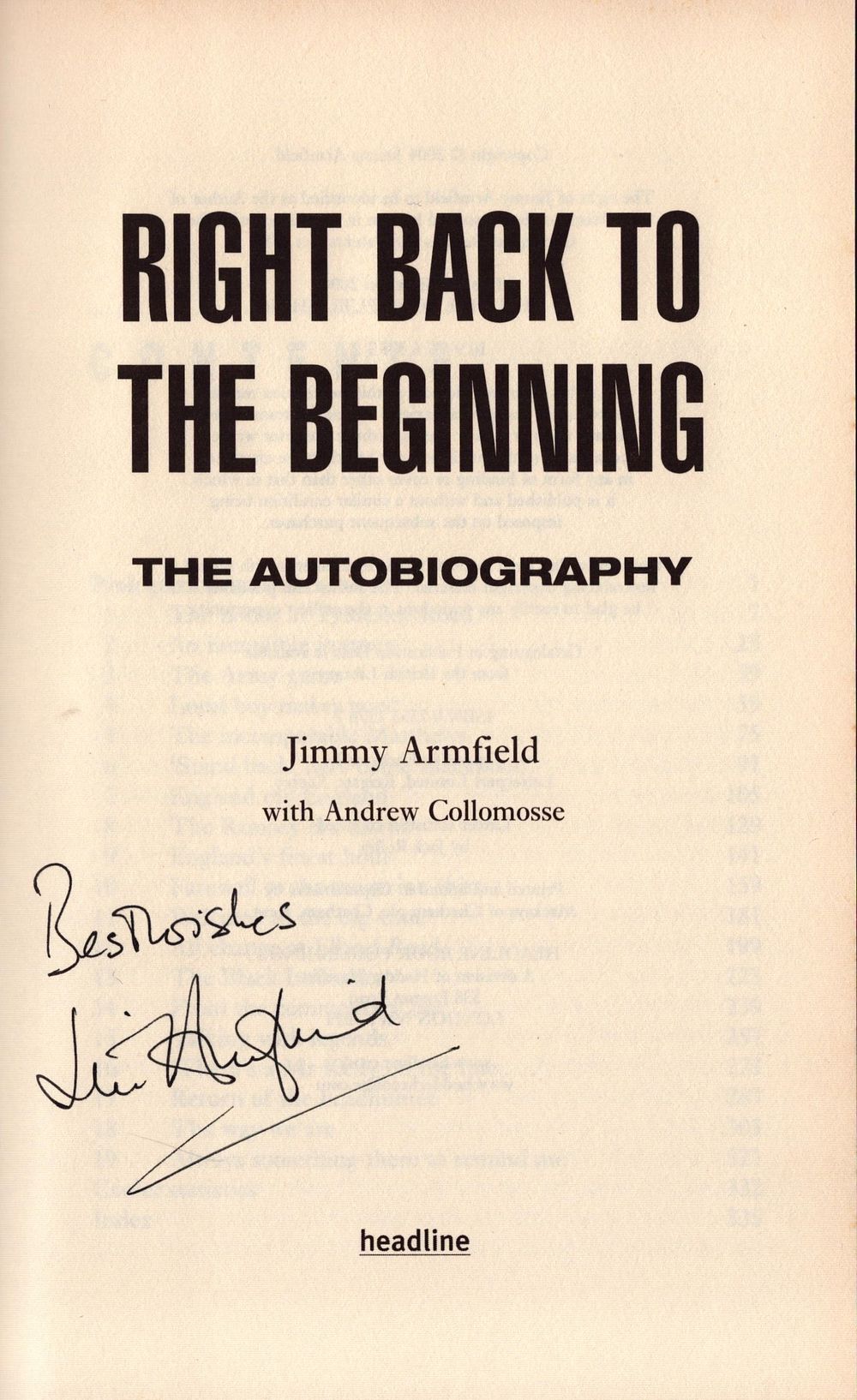 Lot 566: Jimmy Armfield signed hardback book titled Jimmy Armfield...