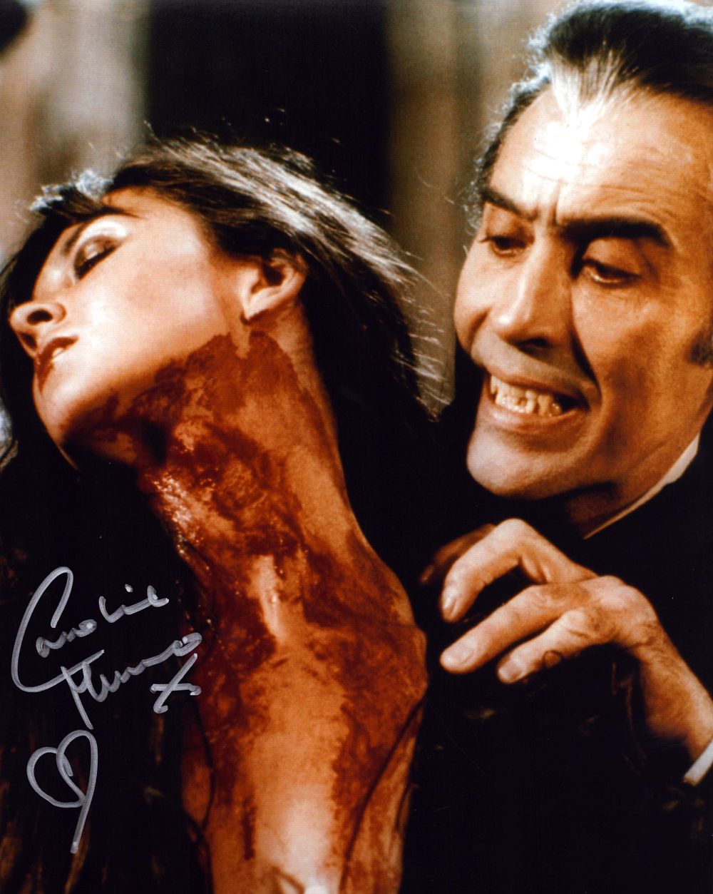Lot 220: Caroline Munro signed Dracula 10x8 inch colour photo....