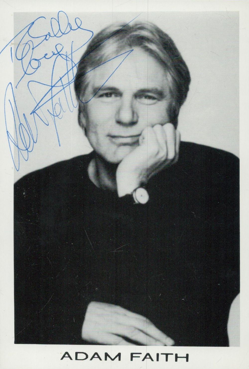 Lot 325: Adam Faith signed 6x4 inch black and white...