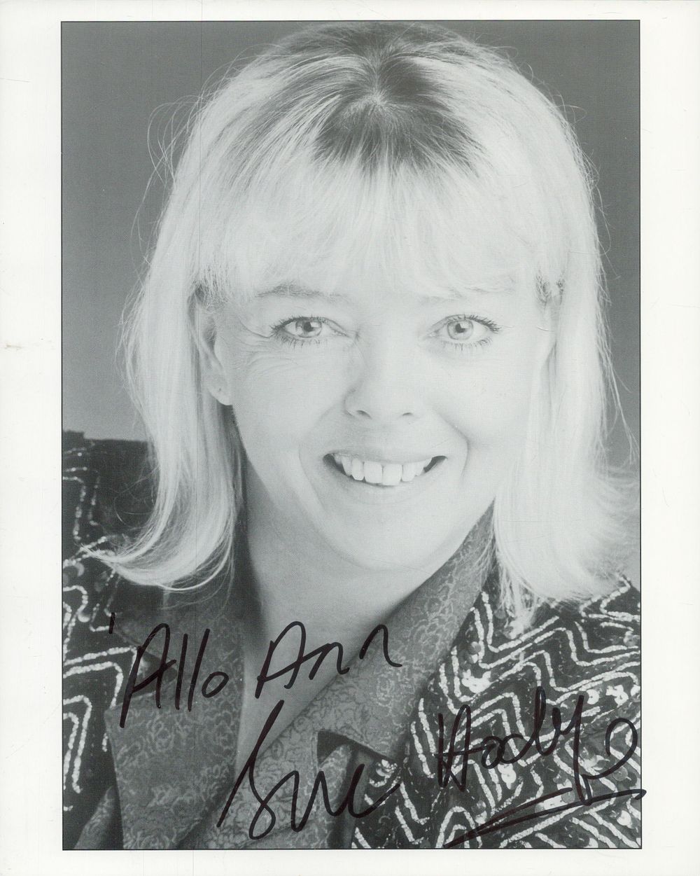 Lot 330: Sue Hodge signed 10x8 inch black and white...