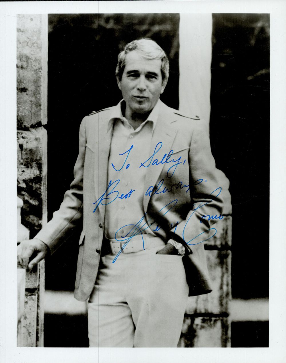 Lot 336: Perry Como signed 10x8 inch black and white...