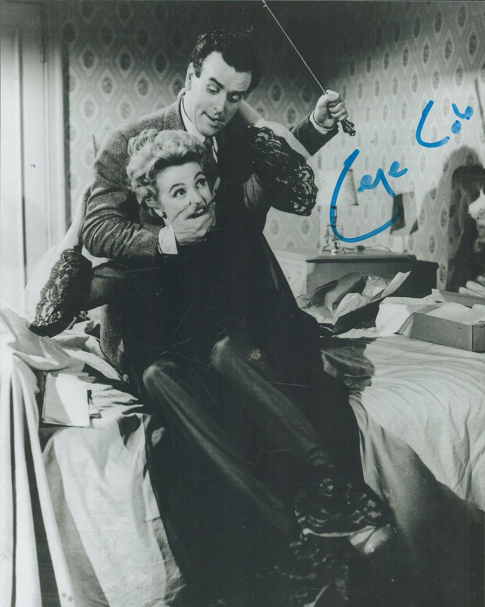 Lot 358: George Cole signed 10x8 inch vintage black and...
