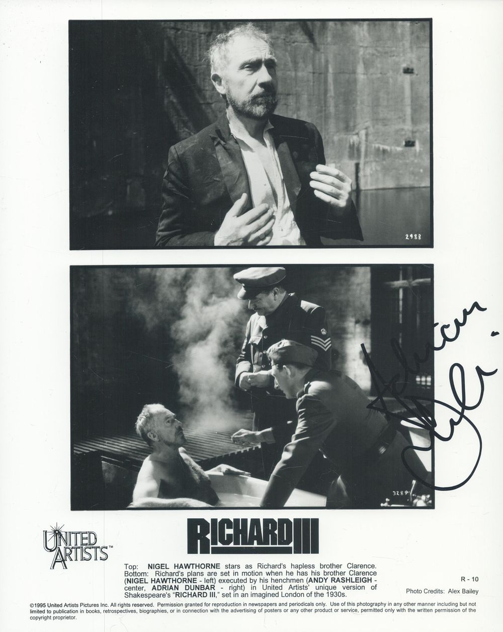 Lot 390: Adrian Dunbar signed Richard III 10x8 inch black...