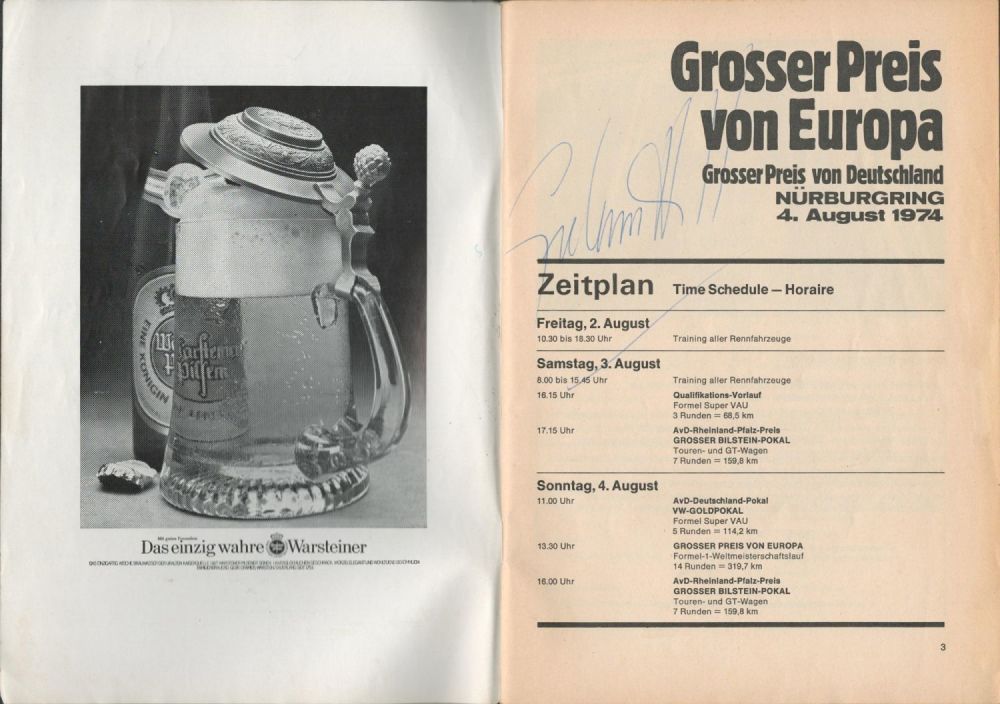 Lot 100: Motor Racing Graham Hill signed original 1974 German...