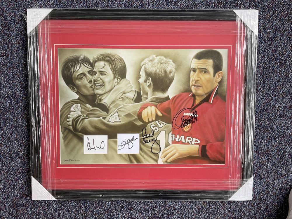 Lot 160: Football Manchester United Legends 26x22 mounted signature display...