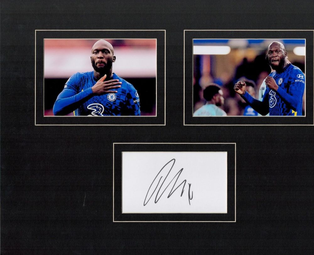 Lot 169: Football Romelu Lukaku 16x12 overall Chelsea mounted signature...