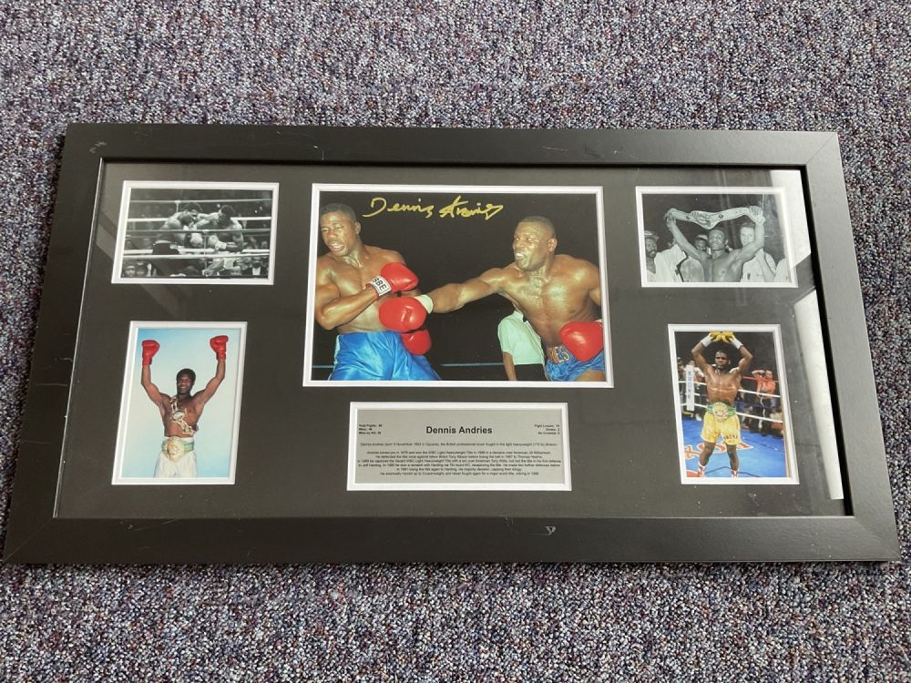 Lot 187: Boxing Dennis Andries signed 31x17 mounted and framed...