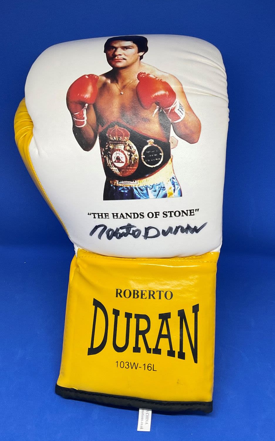Lot 189: Roberto Duran signed personalised Everlast Hands of Stone...