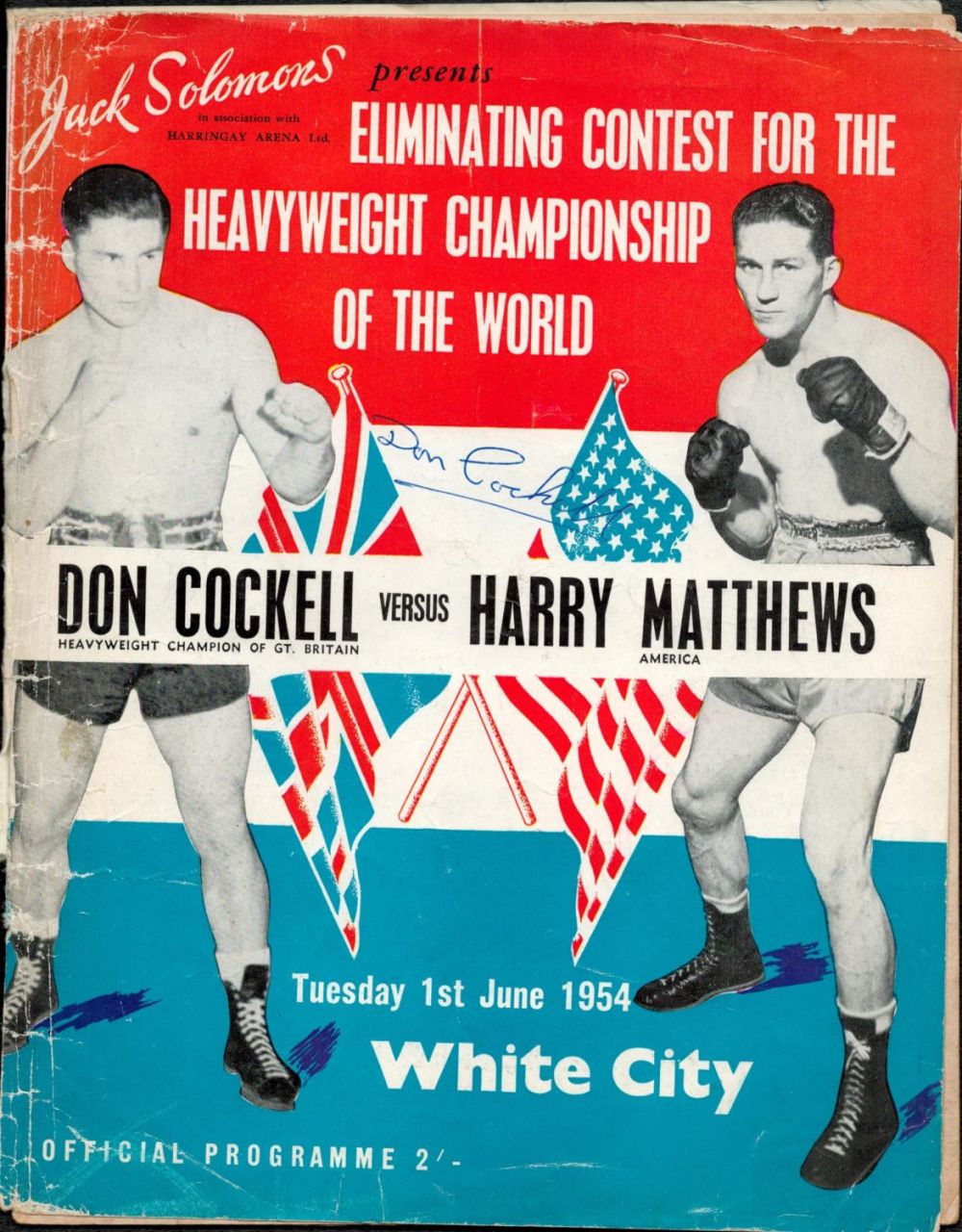 Lot 201: Boxing Don Cockell signed Vintage programme Cockell versus...