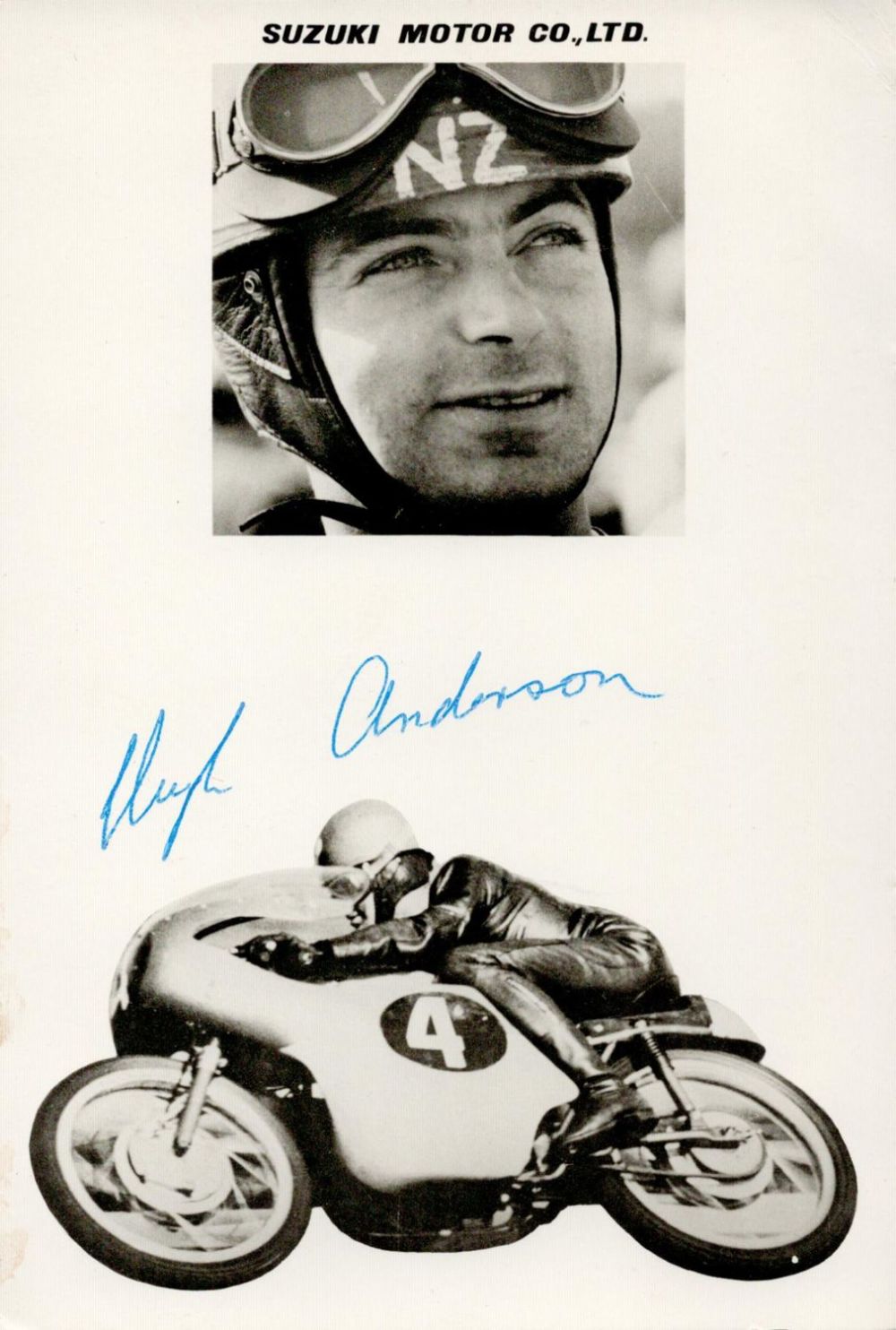Lot 202: Motor Racing Hugh Anderson signed 6x4 Suzuki black...