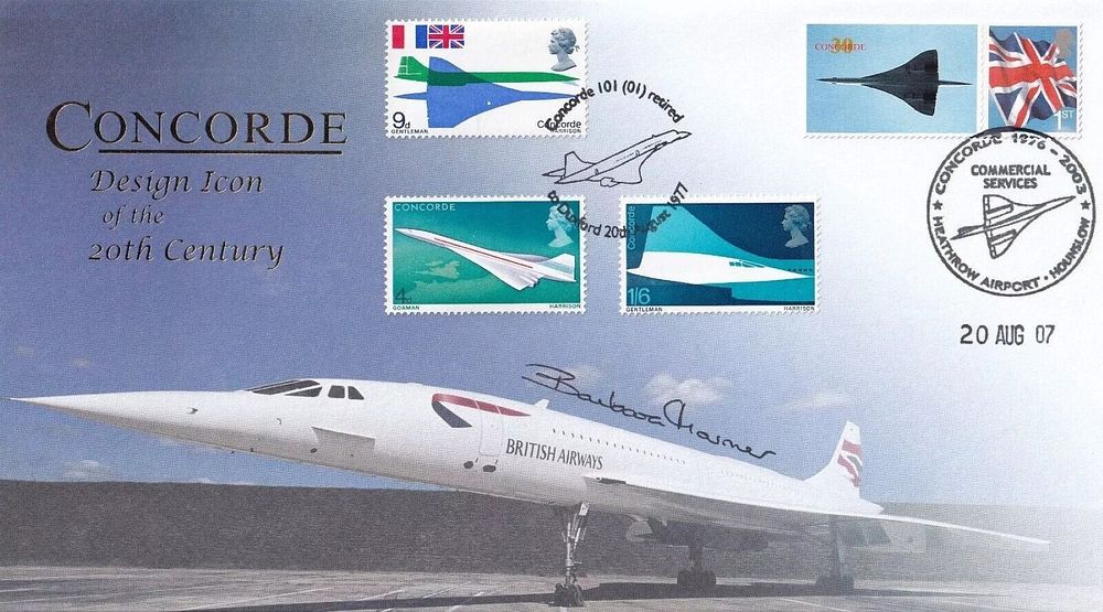 Lot 7: Concorde Pilot Barbara Harmer signed Internet stamps official...