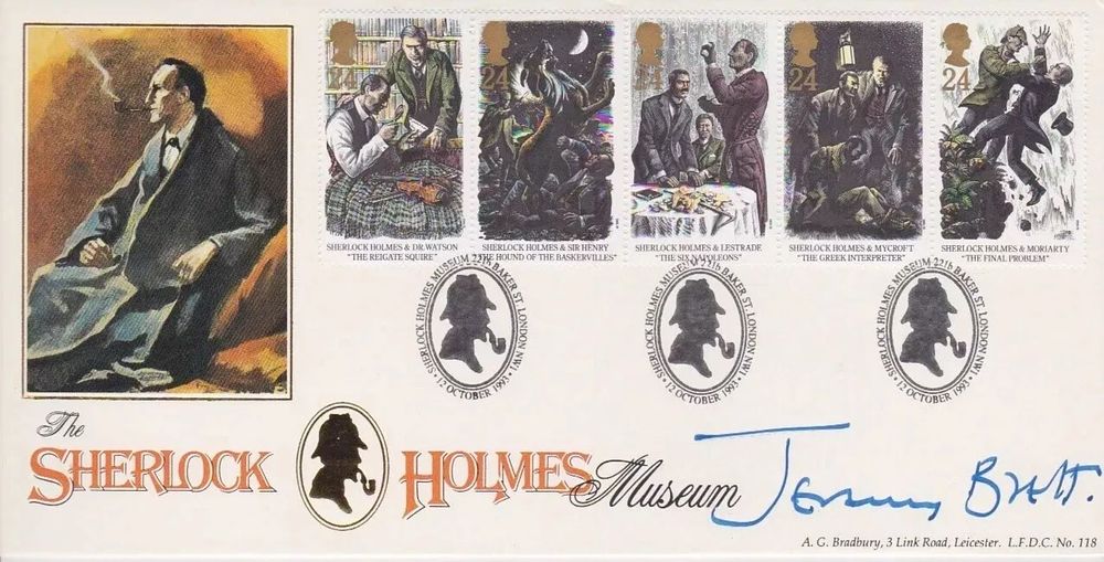 Lot 10: Sherlock Holmes actor Jeremy Brett signed rare A...
