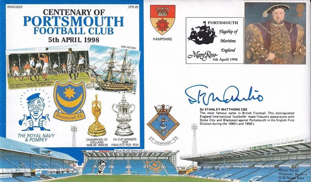 Lot 49: 6RN23 Portsmouth Football Club Signed Sir Stanley Matthews...