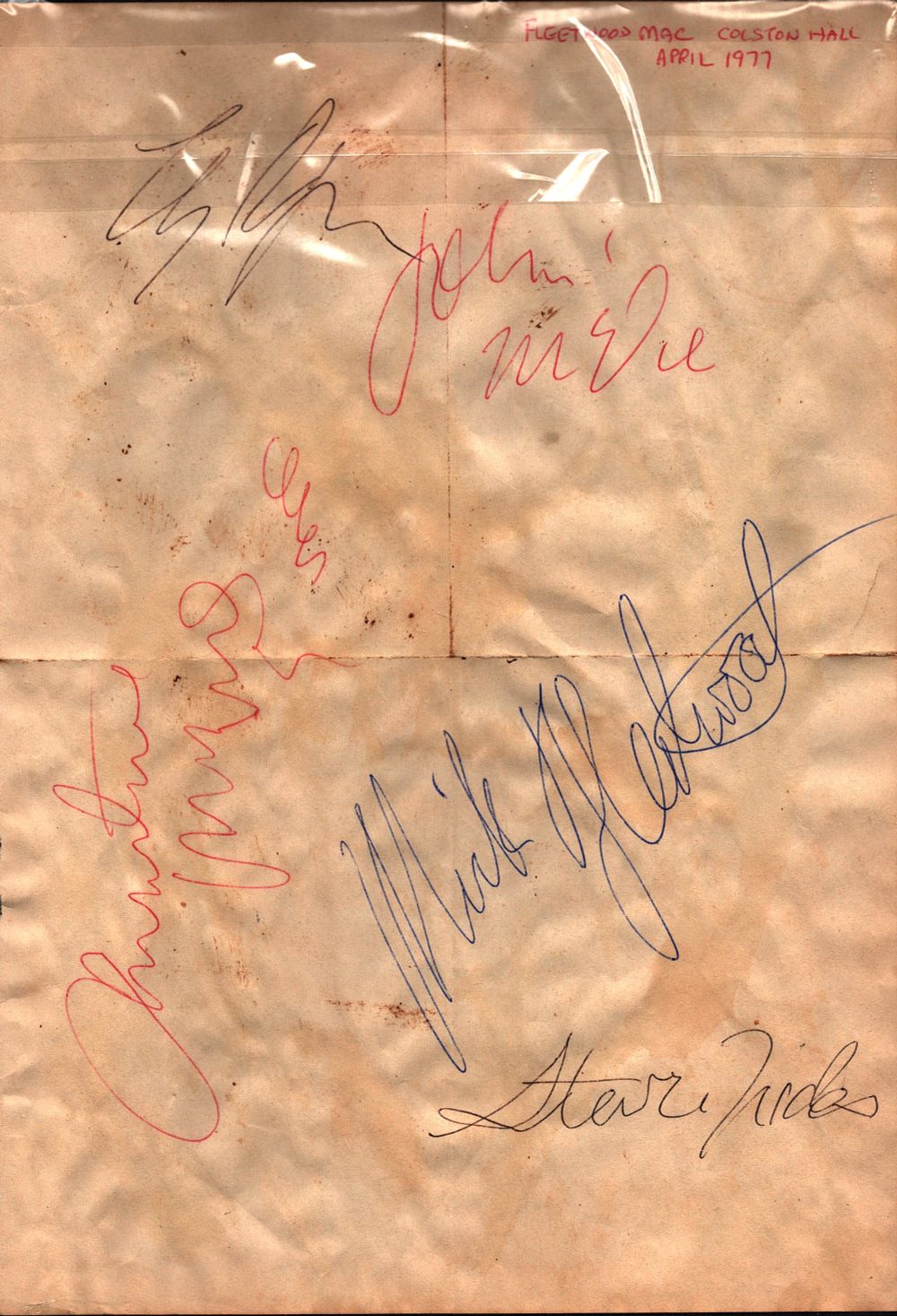 Lot 66: Fleetwood Mac multi signed vintage 1977 A4 sheet...