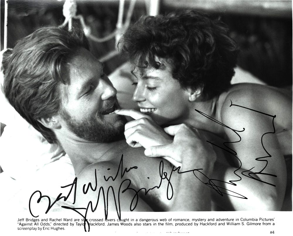 Lot 68: Jeff Bridges and Rachel Ward, dual signed 10x8...