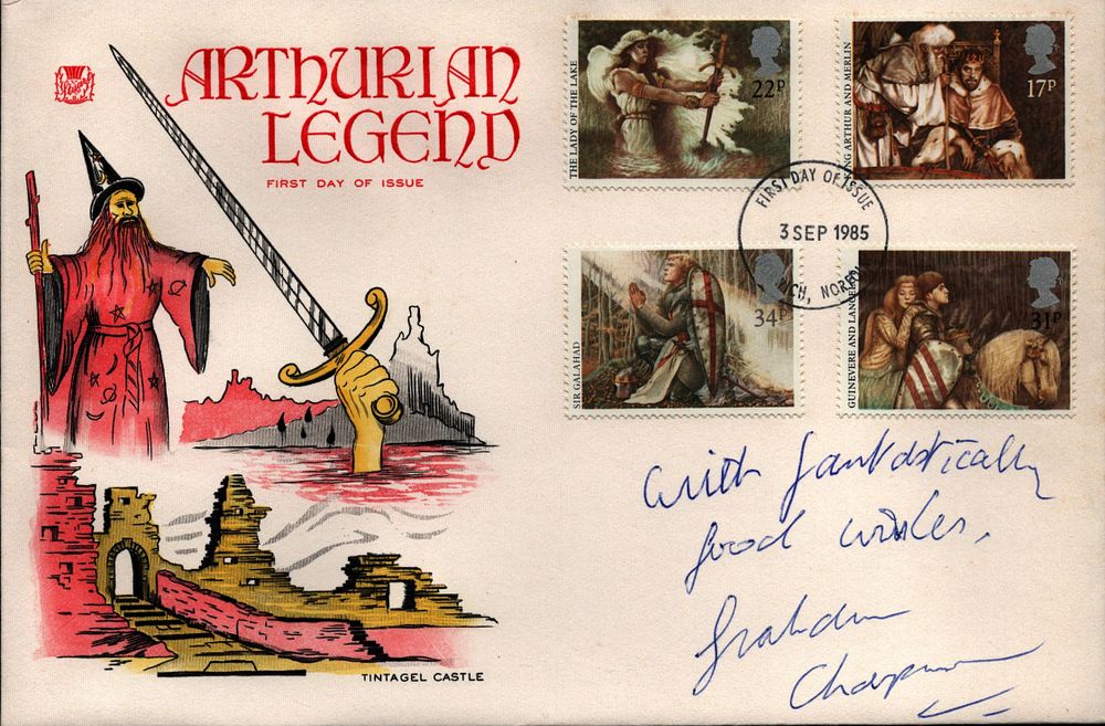 Lot 76: Graham Chapman, an Arthurian Legend FDC, signed 'With...