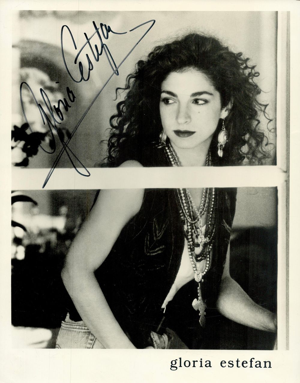 Lot 33: Gloria Estefan signed 10x8 inch black and white...