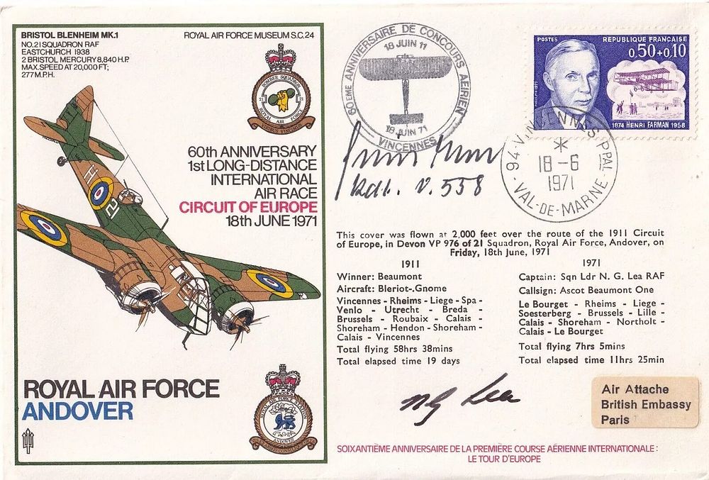 Lot 105: Rare RAF Andover Cover Signed by Gunther Krech...