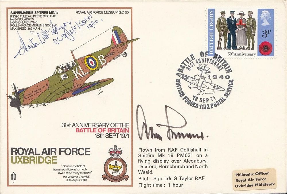 Lot 118: WW2 RAF Uxbridge cover Signed H D McGregor...