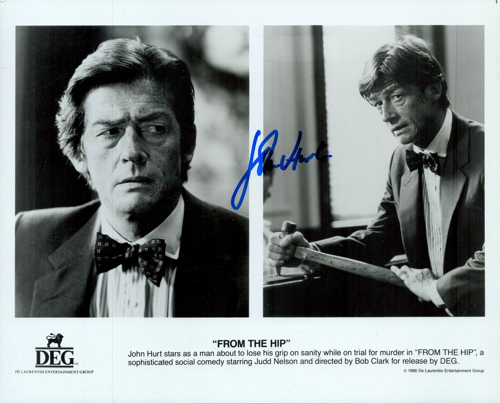 Lot 155: John Hurt signed 10x8inch black and white movie...