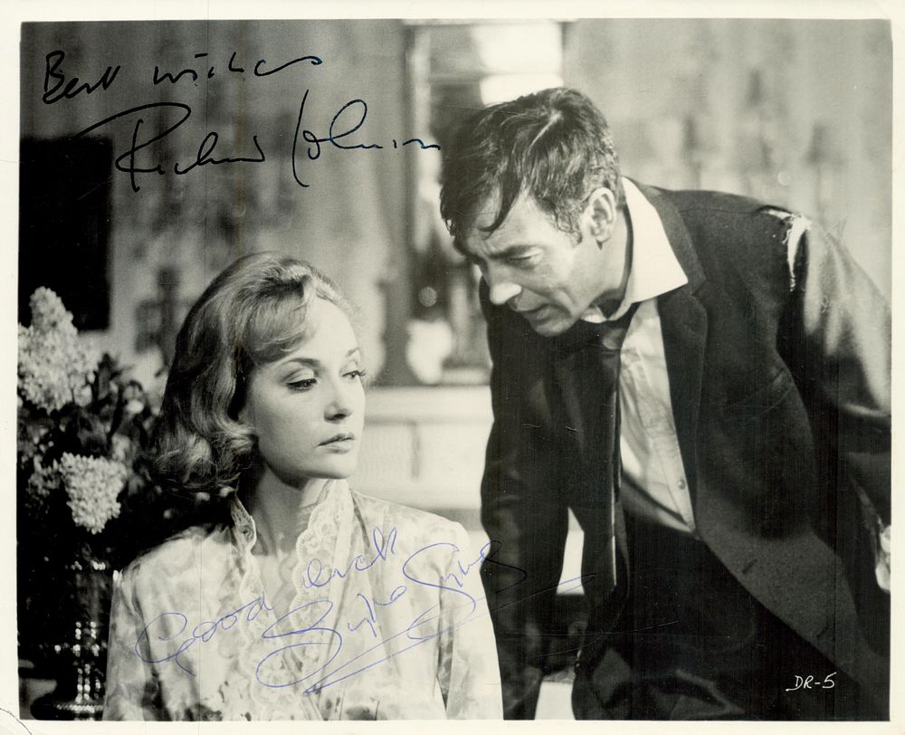 Lot 157: Richard Johnson and Sylvia Syms signed 10x8inch black...