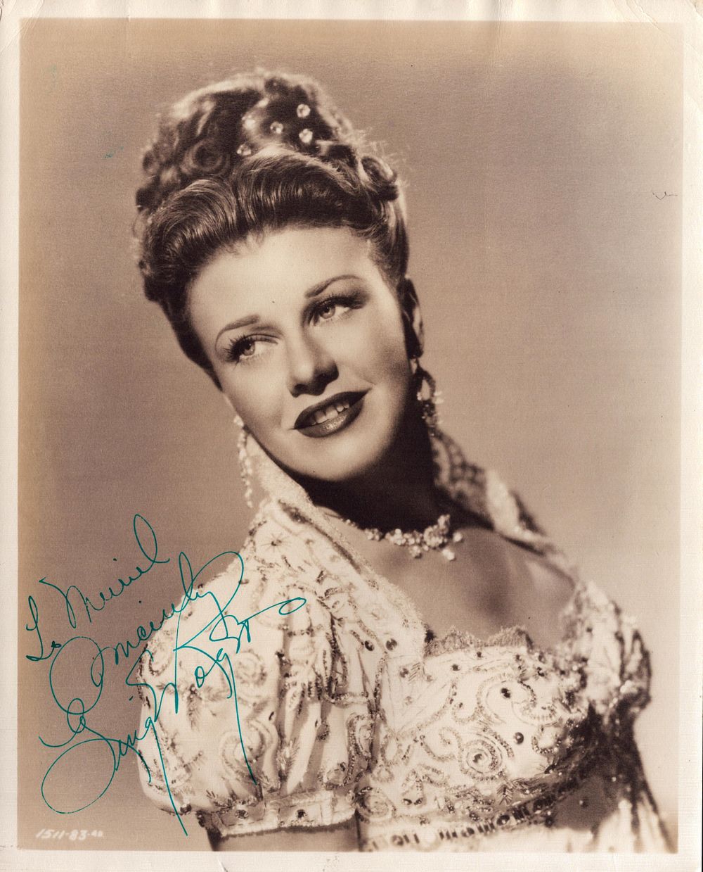 Lot 176: Ginger Rogers signed 10x8inch vintage photo. Dedicated. Good...