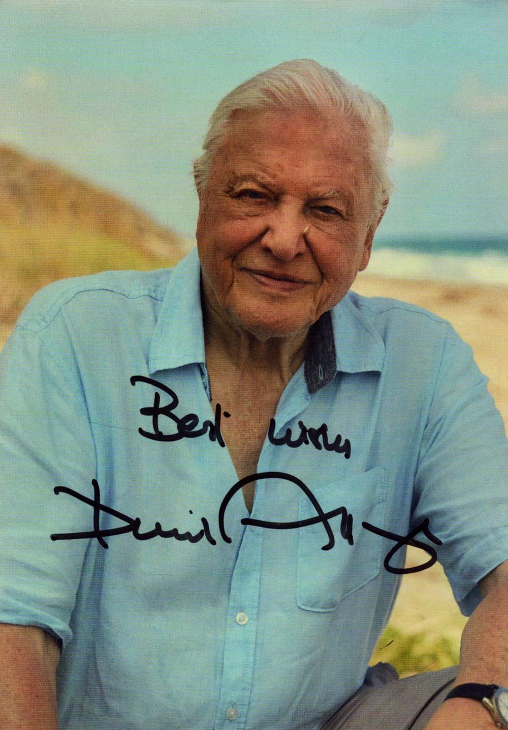 Lot 198: David Attenborough signed 6x4inch colour photo. Good condition....
