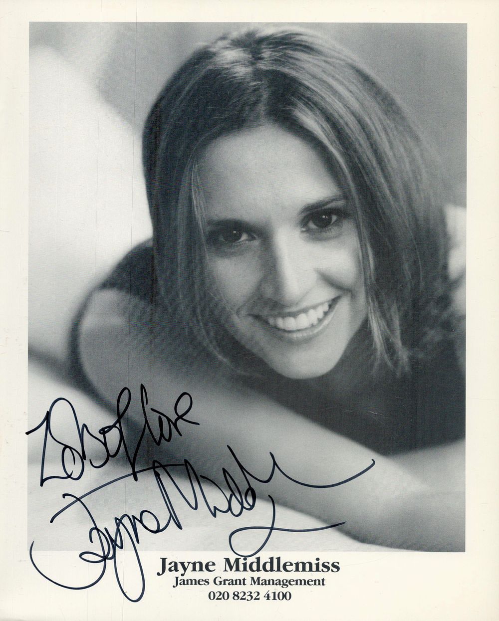 Lot 291: Jayne Middlemiss signed 10x8 inch black and white...