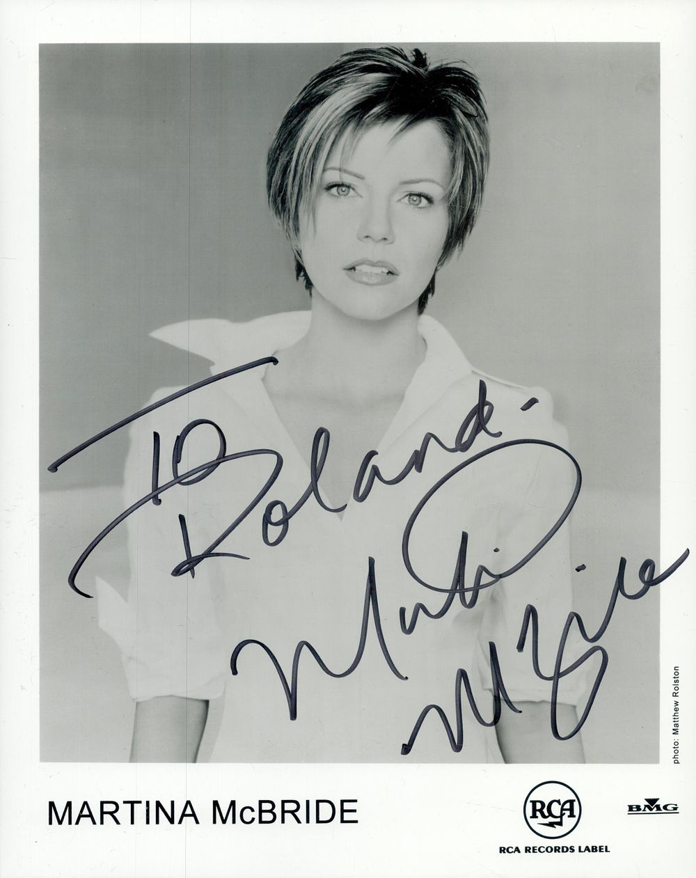 Lot 304: Martina McBride signed 10x8 inch black and white...
