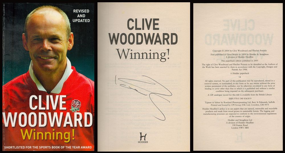 Lot 53: Clive Woodward signed paperback book titled Winning! First...