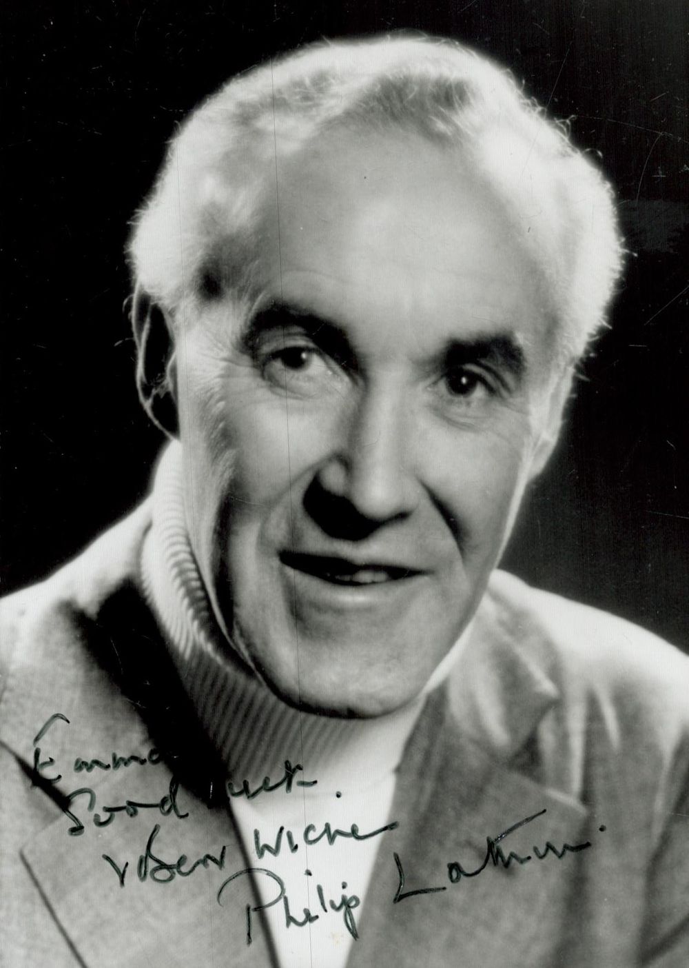 Lot 82: Philip Latham signed 6x4 inch black and white...