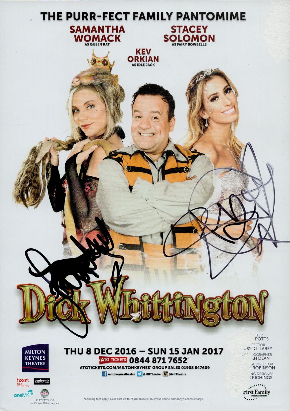 Lot 113: Multi signed Samantha Womack, Stacey Solomon. Theatre Flyer...