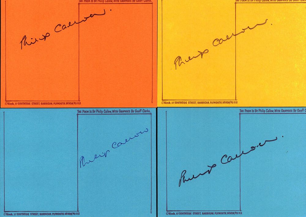 Lot 116: Phillip Callow collection four individually signed 6x4 poem...