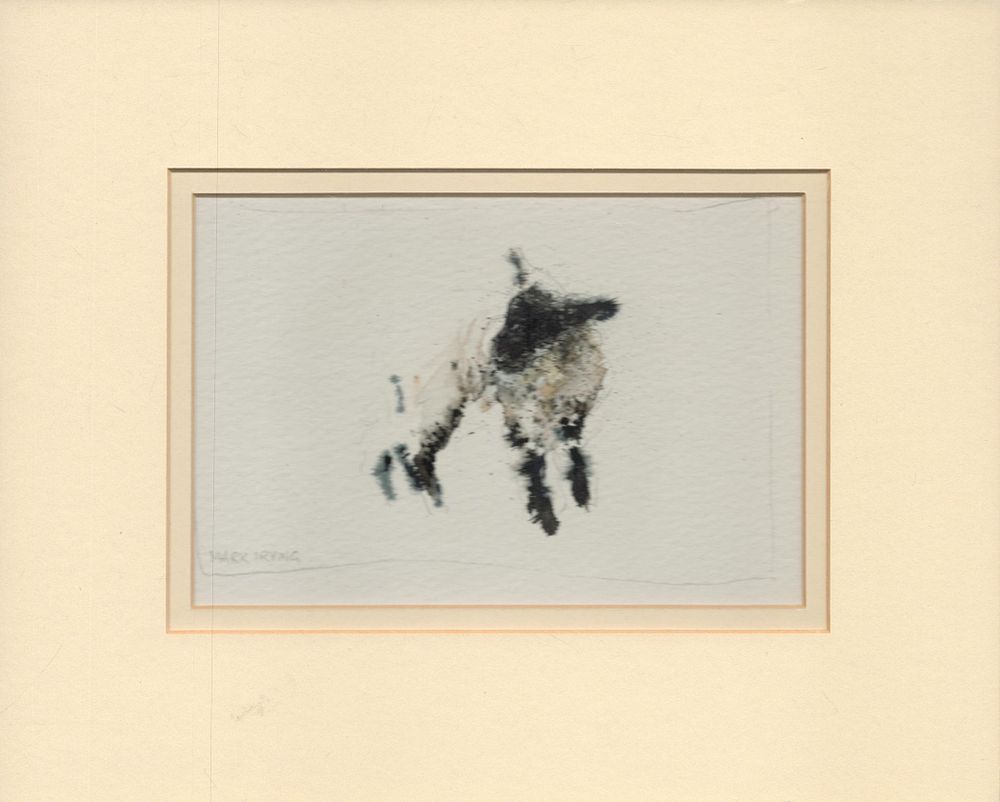 Lot 119: Mark Irving mounted illustration of a lamb. Good...