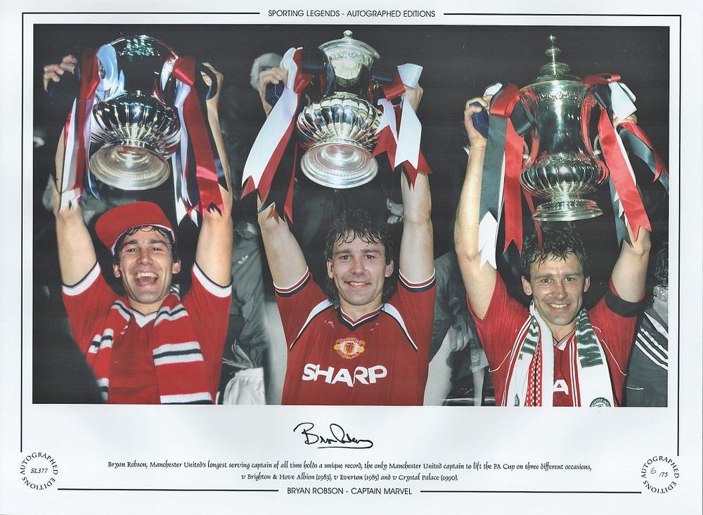 Lot 129: Bryan Robson 16x12 signed Colourised photo, Autographed Editions,...