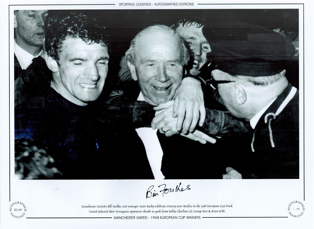 Lot 141: Bill Foulkes Manchester United 12x16 Signed Colourised Autographed...