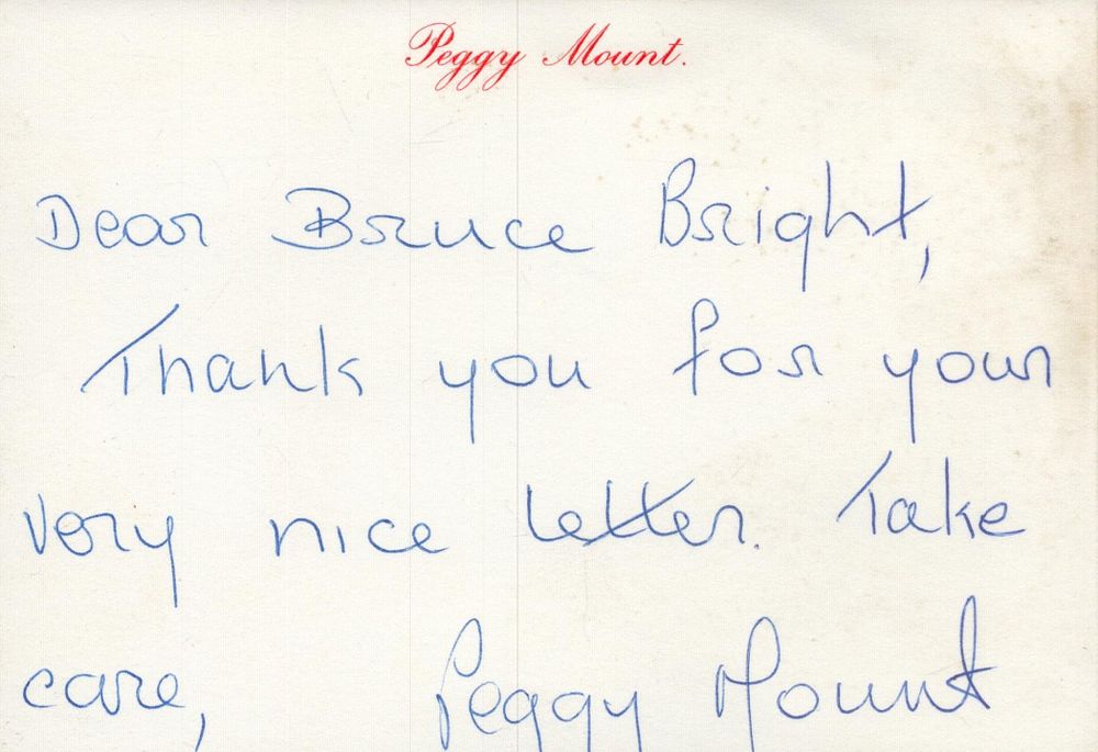 Lot 152: Peggy Mount Hand Signed Letter From The English...
