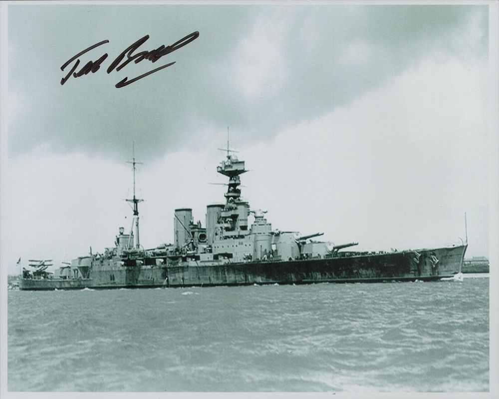 Lot 183: Ted Briggs signed 10x8 inch HMS Hood WWII...